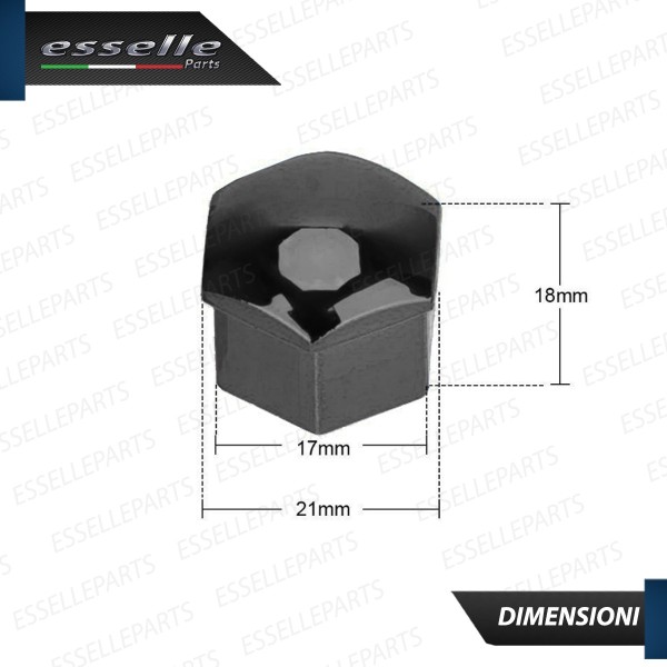 Kit 20 X Cover Copribulloni NERO LUCIDO - DIAMETRO 17MM -