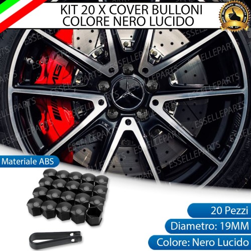 Kit 20 X Cover Copribulloni NERO LUCIDO - DIAMETRO 19MM -
