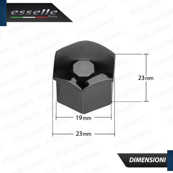 Kit 20 X Cover Copribulloni NERO LUCIDO - DIAMETRO 19MM -