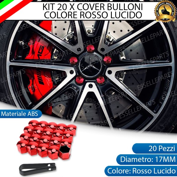 Kit 20 X Cover Copribulloni ROSSO LUCIDO - DIAMETRO 17MM -