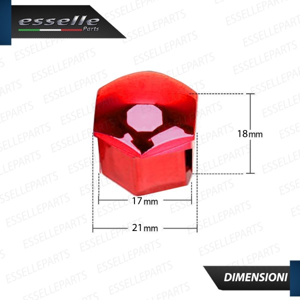 Kit 20 X Cover Copribulloni ROSSO LUCIDO - DIAMETRO 17MM -