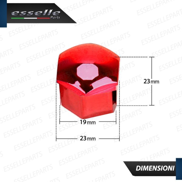 Kit 20 X Cover Copribulloni ROSSO LUCIDO - DIAMETRO 19MM -