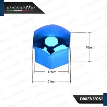 Kit 20 X Cover Copribulloni BLU LUCIDO - DIAMETRO 17MM -