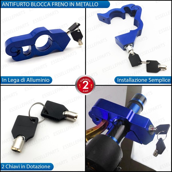Antifurto Blocca Leva Freno in Metallo BLU per Moto Guzzi