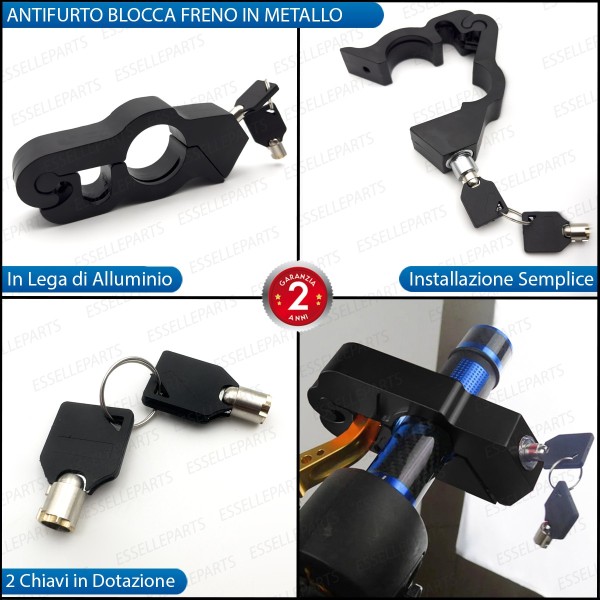 Antifurto Blocca Leva Freno in Metallo - NERO - specifico per moto,motorini,scooter,quad Malaguti