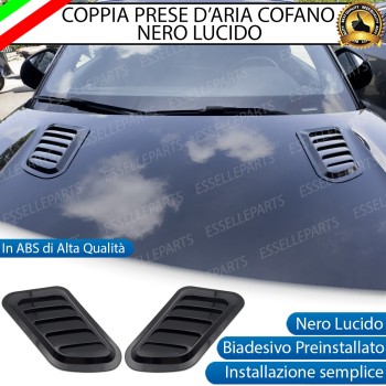 Coppia Prese d'aria sportive per cofano NERO LUCIDO Adesive in ABS Coppia Prese d'aria sportive per cofano NERO LUCIDO Adesive in ABS
