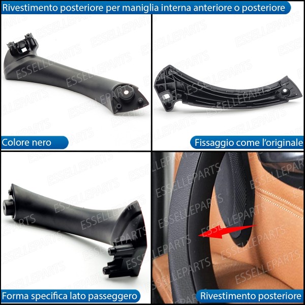 Maniglia Interna Lato Passeggero Soft Touch Nero Bmw Serie 3 E90 E91 E92 E93