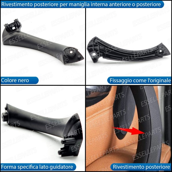Maniglia Interna Lato Guidatore Soft Touch Nero Bmw Serie 3 E92 E93