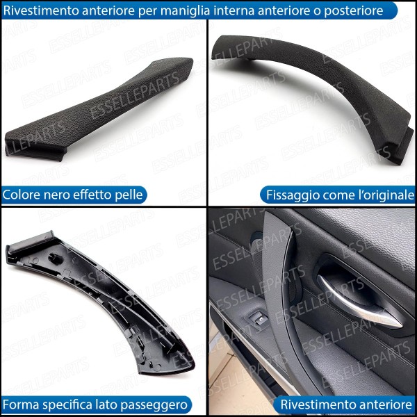 Maniglia Interna Lato Passeggero Simil Pelle Nero Bmw Serie 3 E92 E93