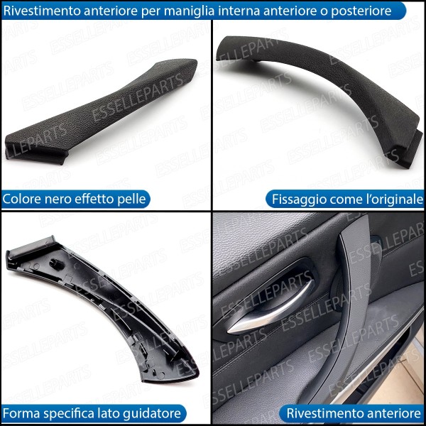 Maniglia Interna Lato Guidatore Effetto Pelle Nero Bmw Serie 3 E92 E93