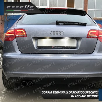 Terminali di Scarico Nero Brunito Inox per AUDI A3 8P RESTYLING