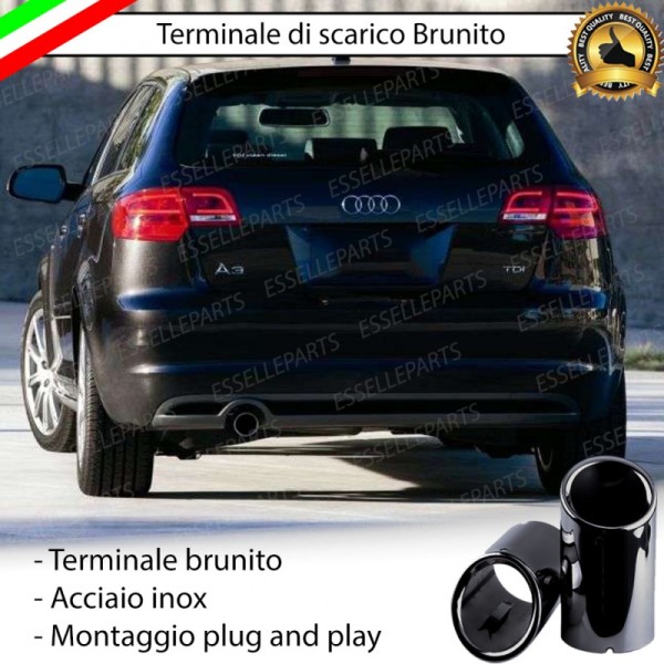 Terminale di Scarico Nero Brunito Inox per AUDI A3 8P RESTYLING