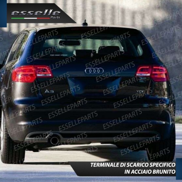 Terminale di Scarico Nero Brunito Inox per AUDI A3 8P RESTYLING