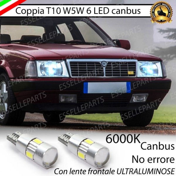 Coppia Lampade T10 W5W LED canbus con lente frontale per luci di posizione per Lancia Thema I