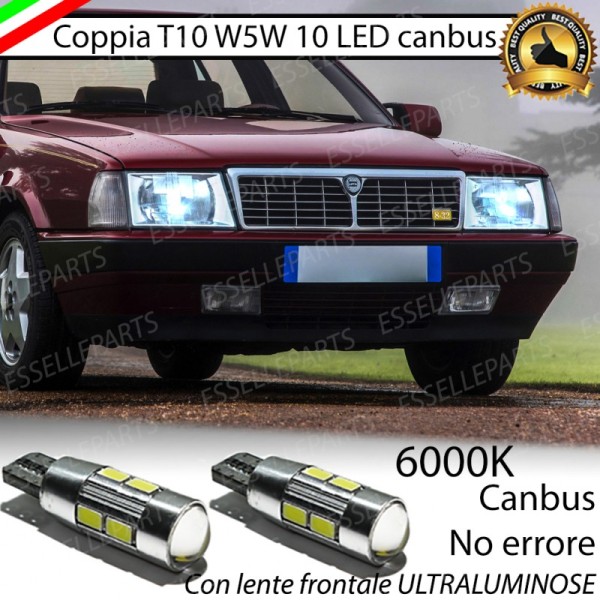 Coppia Lampade T10 W5W LED canbus con lente frontale per luci di posizione per Lancia Thema I