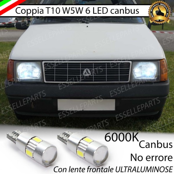Coppia Lampade T10 W5W LED canbus con lente frontale per luci di posizione per Lancia Y10
