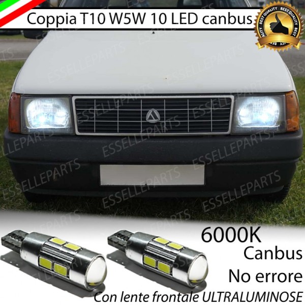 Coppia Lampade T10 W5W LED canbus con lente frontale per luci di posizione per Lancia Y10