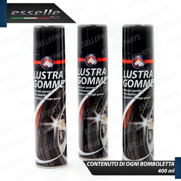 3 Bombolette Nero Gomme Spray Lucida Pneumatici Nero Intenso Super Brillante