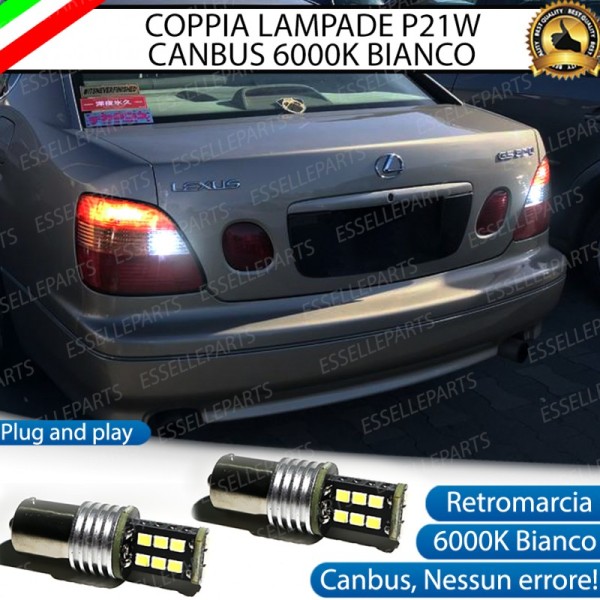 Coppia Lampade Luci Retromarcia P21W da 15 LED 6000K bianco Lexus GS MK2 Pre-Restying