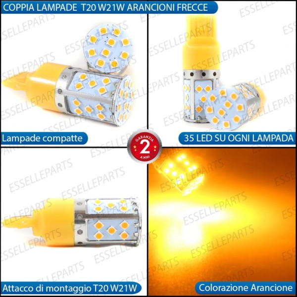 Coppia Lampade T20 W21W 35 LED CANBUS PER Mazda 2 HYBRID PER FRECCE DIREZIONALI ANTERIORI