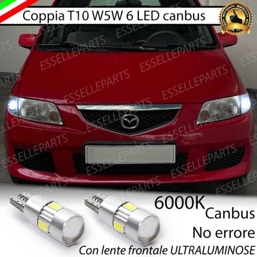 Coppia Lampade T10 W5W LED canbus con lente frontale per luci di posizione per Mazda Premacy (CP)