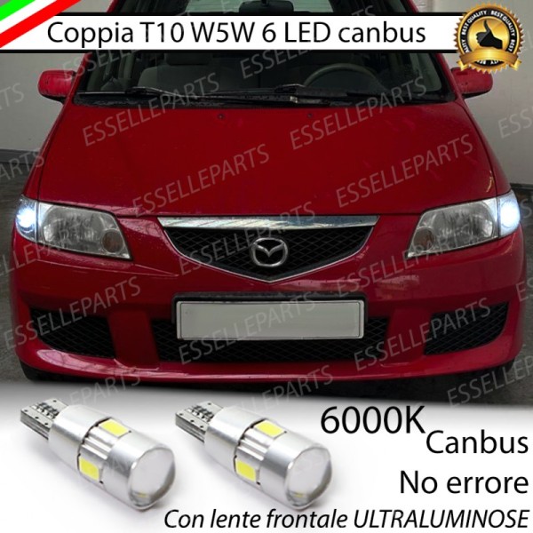 Coppia Lampade T10 W5W LED canbus con lente frontale per luci di posizione per Mazda Premacy (CP)