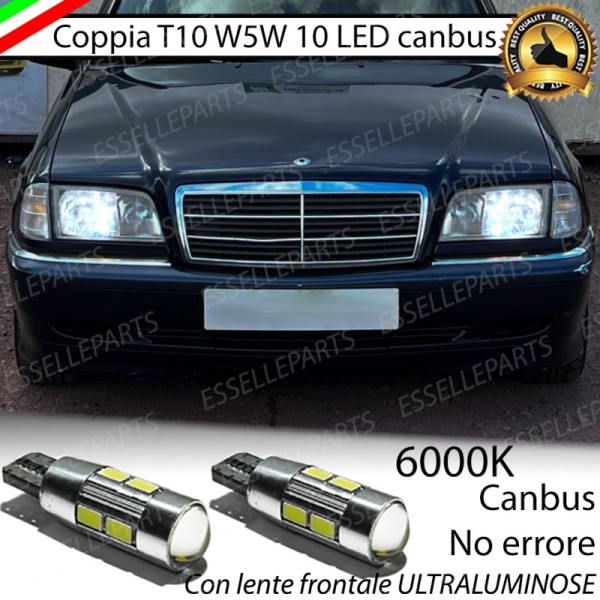 Coppia Lampade T10 W5W LED canbus con lente frontale per luci di posizione per Mercedes Classe C (W202)