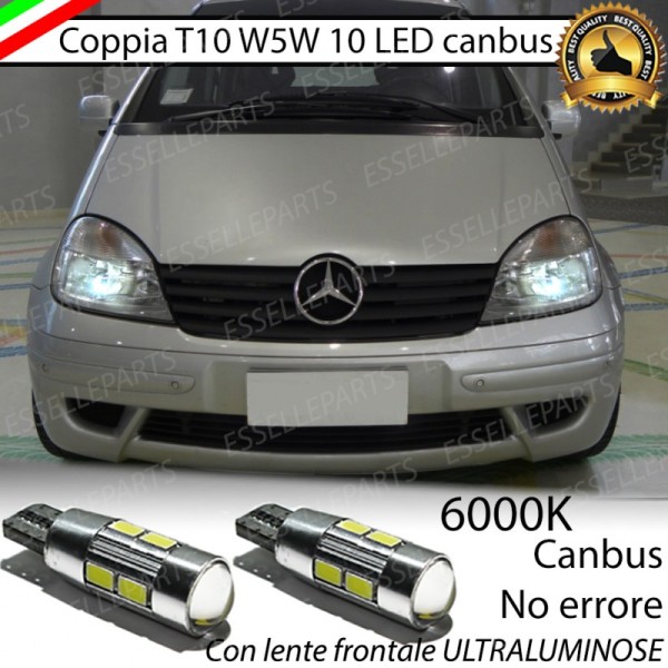 Coppia Lampade T10 W5W LED canbus con lente frontale per luci di posizione per Mercedes Vaneo (W414)