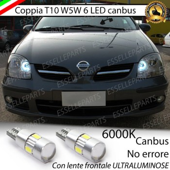 Lampade T10 W5W 6 LED luci posizione Nissan Almera Tino