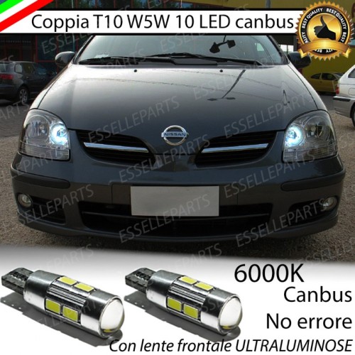 Luci Posizione 10 LED Per Nissan Almera Tino 6000k Canbus