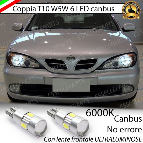 Coppia Lampade T10 W5W LED canbus con lente frontale per luci di posizione per Nissan Primera II