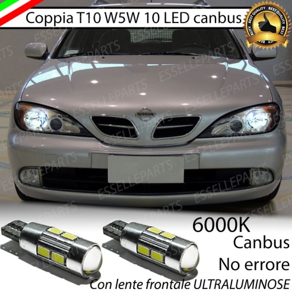 Coppia Lampade T10 W5W LED canbus con lente frontale per luci di posizione per Nissan Primera II