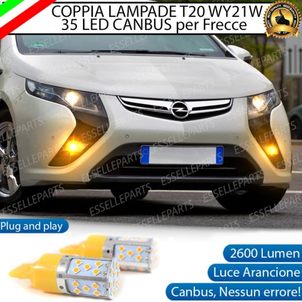 Coppia Lampade T20 W21W 35 LED CANBUS PER Opel Ampera PER FRECCE DIREZIONALI ANTERIORI