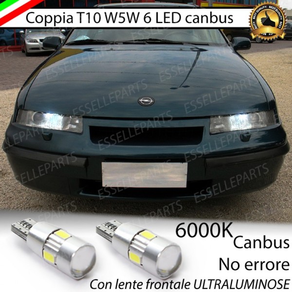 Coppia Lampade T10 W5W LED canbus con lente frontale per luci di posizione per Opel Calibra