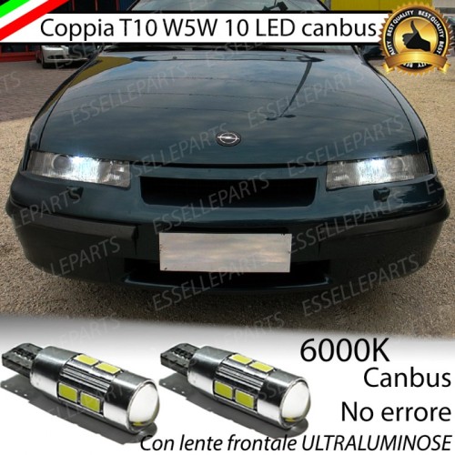 Coppia Lampade T10 W5W LED canbus con lente frontale per luci di posizione per Opel Calibra