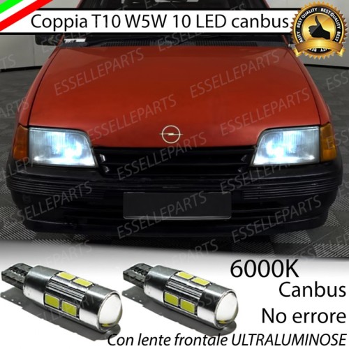 Coppia Lampade T10 W5W LED canbus con lente frontale per luci di posizione per Opel Kadett