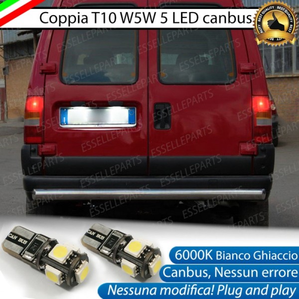 Coppia luci targa T10 W5W 5 LED canbus 6000K bianco Peugeot Expert