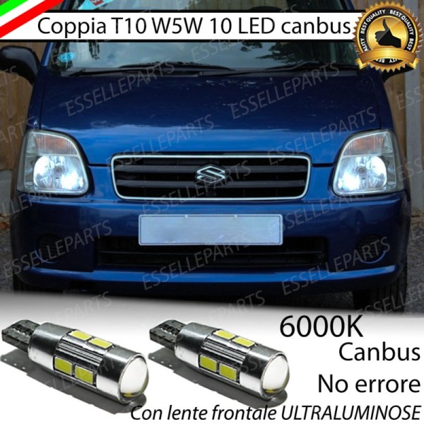 Coppia Lampade T10 W5W LED canbus con lente frontale per luci di posizione per Suzuki Wagon R+