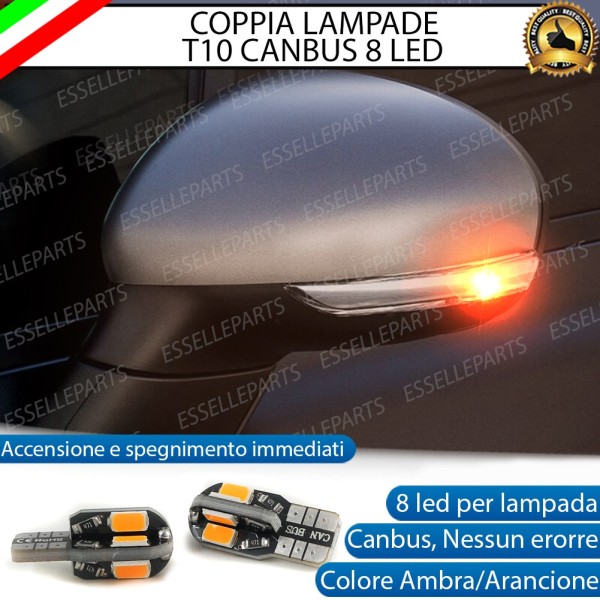 Coppia Lampade T10 8 LED Frecce Laterali Per Fiat 500X Dal 2017 Canbus Arancioni