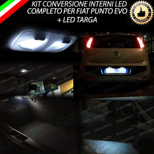 Kit LED interni + Luci targa LED 6000K Canbus ABARTH Punto EVO con plafoniera doppia