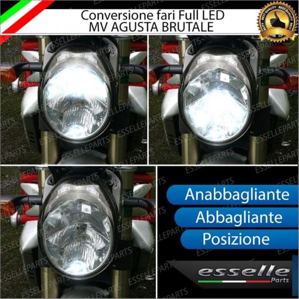 Conversione Fari Full LED per MV AGUSTA Brutale 989 (2007-2011) R Lampade 6000K Bianco Ghiaccio