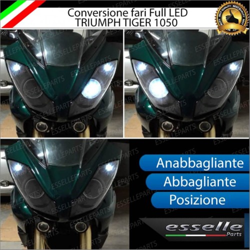 Conversione Fari Full LED per Triumph Tiger 1050 (2006-2012) Lampade 6000K Bianco Ghiaccio