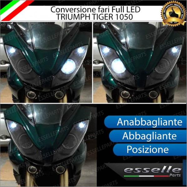 Conversione Fari Full LED per Triumph Tiger 1050 (2006-2013) SE ABS Lampade 6000K Bianco Ghiaccio