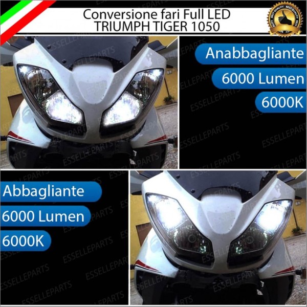 Conversione Fari Full LED per Triumph Tiger 1050 (2013-2015) Sport ABS Lampade 6000K Bianco Ghiaccio