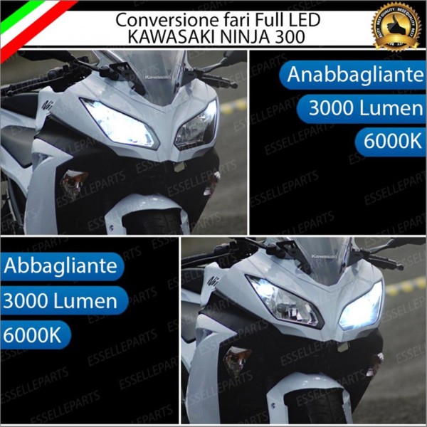 Conversione Fari Full LED ULTRA COMPATTA per KAWASAKI Ninja 300 2012-2016 ABS