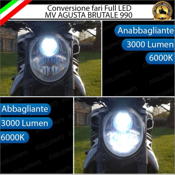 Conversione Fari Full LED per MV AGUSTA Brutale 990 (2009-2012) R Lampade 6000K Bianco Ghiaccio