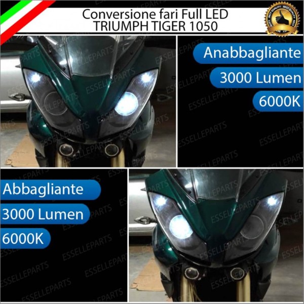 Conversione Fari Full LED per Triumph Tiger 1050 (2006-2013) SE ABS Lampade 6000K Bianco Ghiaccio