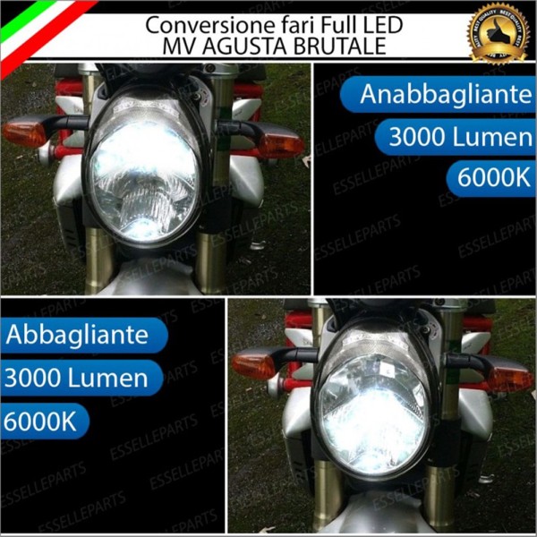 Conversione Fari Full LED per MV AGUSTA Brutale 1078 (2007-2011) RR Lampade 6000K Bianco Ghiaccio