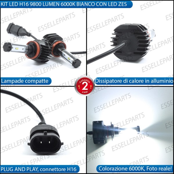 Kit Full LED H16 Fendinebbia 9800 LUMEN per DACIA LODGY