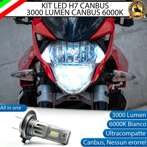 Lampada Singola Abbagliante LED H7 3000 Lumen per APRILIA Shiver 750 2009-2012 GT ABS